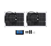 FTVOGUE Kit Pannello Solare Monocristallino Flessibile Pannelli Solari PET da 30W con Controller 50A Caricabatterie 12V 24V Impermeabile per Marine Camping Shed Off Grid