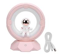 FTVOGUE Luce Notturna Space Man, Lampada LED Ricaricabile USB in Silicone ABS PC con Sensore Tattile a 3 Temperature di Colore per la Decorazione del Desktop del Comodino della Ca (PINK)