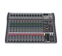 FTVOGUE Mixer Audio Professionale Console di Missaggio Audio a 12 con Effetto Riverbero Ritardato Rumore Ultra Basso per Performance Dal Vivo DJ Karaoke Broadcasting, ABS e Lega di Alluminio