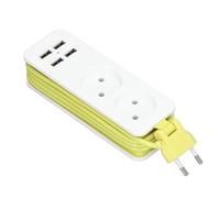 FTVOGUE Multipresa con 2 Prese CA 4 Porte USB, Protezione da (Bianco Verde)