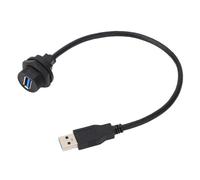 FTVOGUE Pannello Connettori USB 3.0 Maschio Femmina, Materiale PA66 con Montaggio a Barriera Filettata per Dispositivi Digitali Auto IoT Industriale, Cavo di Prolunga Compatto 11,81 Pollici