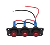FTVOGUE Pannello Interruttori a Levetta a 3 Gruppi, Pannello Interruttori a Bilanciere Impermeabile 20A con LED Rosso Rotondo per Auto, Camion, UTV, ATV,