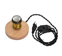 FTVOGUE Portalampada Vintage Portalampada in Legno Kit Lampada da Tavolo con Pulsante Dimmerabile per Lampada E27/E26 per Camera da Letto Domestica