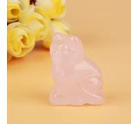 FTVOGUE Quarzo rosa scolpito a forma di oggetti da collezione figurine di gattino decorazione statua ornamento rosa curativo pietra gemma decorazione