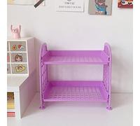 FTVOGUE Ripiano da Tavolo a 2 Strati Design con Guardrail Laterale Pieghevole Impilabile Portaoggetti per Cancelleria Cosmetica con Materiale ABS per L'organizzazione della Scriva (PURPLE)