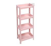 FTVOGUE Scaffale da Pavimento per il Bagno Scaffale a Torre Sottile a 3 Livelli, Mobiletto Autoportante con Ripiani Multipli per Bagno, Soggiorno, Spazi Stretti, Rosa (4 livelli)