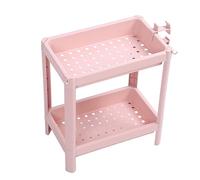 FTVOGUE Scaffale da Pavimento per il Bagno Scaffale a Torre Sottile a 3 Livelli, Mobiletto Autoportante con Ripiani Multipli per Bagno, Soggiorno, Spazi Stretti, Rosa (2 livelli)