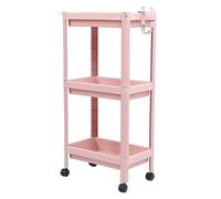 FTVOGUE Scaffale da Pavimento per il Bagno Scaffale a Torre Sottile a 3 Livelli, Mobiletto Autoportante con Ripiani Multipli per Bagno, Soggiorno, Spazi Stretti, Rosa (3 strati (con ruote))