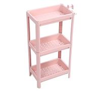 FTVOGUE Scaffale da Pavimento per il Bagno Scaffale a Torre Sottile a 3 Livelli, Mobiletto Autoportante con Ripiani Multipli per Bagno, Soggiorno, Spazi Stretti, Rosa (3 livelli)