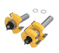 FTVOGUE Set di 2 Punte per Fresa con Scanalatura per Linguetta, Fresa per Legno a 3 Denti e 2 Cuscinetti per Giunzioni e Piallature Fai da Te, Gambo da 1/ Pollice con Taglio Netto