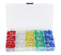 FTVOGUE Set di Diodi Luminosi a LED da 500 Pezzi in Plastica 5 Mm Blu Verde Giallo Bianco Rosso con Controllo di qualità per Progetti Elettronici