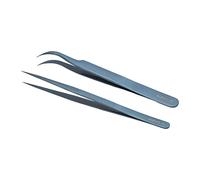 FTVOGUE Set di Pinzette in Lega di Alluminio, Punte Curve Dritte di Precisione per Saldatura PCB, Resistenti e Leggere per Riparazioni Elettroniche (BLUE)