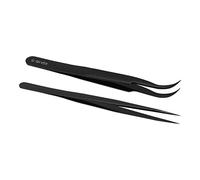 FTVOGUE Set di Pinzette in Lega di Alluminio, Punte Curve Dritte di Precisione per Saldatura PCB, Resistenti e Leggere per Riparazioni Elettroniche (BLACK)