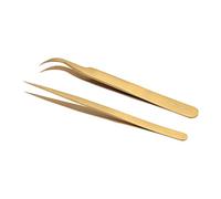 FTVOGUE Set di Pinzette in Lega di Alluminio, Punte Curve Dritte di Precisione per Saldatura PCB, Resistenti e Leggere per Riparazioni Elettroniche (GOLD)