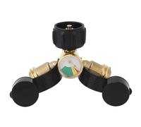 FTVOGUE Splitter per Gas Propano a 2 Vie, Splitter Tipo Y in Ottone POL a QCC1 con Valvola di Ritegno e Indicatore di Livello a 3 per Riscaldatori per Barbecue