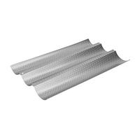 FTVOGUE Teglia per, Teglia per Pane Francese Perforata Antiaderente con Design Multi-scanalature Facile Sformatura, Acciaio Al Carbonio per Uso Alimentare, 15 X 13 Pollici (Tre slot)