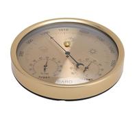 FTVOGUE Termometro Barometro Igrometro, Stazione Meteo 3 in 1 in Lega di Alluminio con Quadrante Oro per Uso Interno Ed Esterno, Display Parete o Tavolo 5,2 Pollici