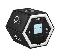 FTVOGUE Timer dell'orologio Digitale Timer di Flip Esagono del Conto alla Rovescia del Conto alla Rovescia, Digitale dell'orologio con Doppia Fascia di Temporizzazione, Avviso Audio Muto per (Black)