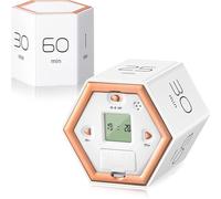 FTVOGUE Timer dell'orologio Digitale Timer di Flip Esagono del Conto alla Rovescia del Conto alla Rovescia, Digitale dell'orologio con Doppia Fascia di Temporizzazione, Avviso Audio Muto per (White)