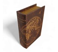 FTWdesign Piccola scatola per libri in carta marrone/oro per bambini cassaforte con coperchio - Il libro come nascondiglio