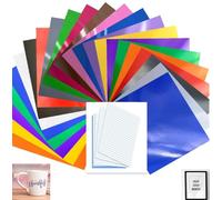 FTXanty Fogli di Vinile Adesivo Colore Vinyl Permanent per Cricut 28 Pezzi Film Vinile Plotter + Trasferimento Plotter 30,5 x 21cm Vinile Adesivo per Tazze e Biglietti fai da te