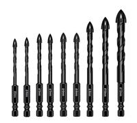 FTXanty Punte Trapano Piastrelle 9 Pezzi Trapani Vetro 3-12mm Punte Trapano per Gres Porcellanato Ceramica Trapano per Piastrelle Metallo Morbido Legno Porcellana Vetro