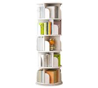 FTYEBDNC Espositore girevole a 360° per scaffale, organizzatore torre di biblioteca in rotazione, torre biblioteca in rotazione, espositore per libri mobili per camera da letto, bianco