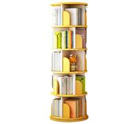 FTYEBDNC Espositore girevole a 360° per scaffale, organizzatore torre di biblioteca in rotazione, torre biblioteca in rotazione, espositore per libri mobili per camera da letto, giallo