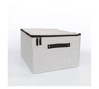 FTYEBDNC Ripieghevole Coperto Contenitore con Coperchio a Cerniera, Coperte Abiti Copertine Scatola Di Stoccaggio Organizzatore per la Camera da Letto Armadio Scaffale/Light Grey/L46.5*W35.5*H26Cm