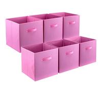FTYEBDNC Scatole Di Stoccaggio Del Cubo Di 6 Pezzi, Scatola Pieghevole Dell'Organizzatore Dei Cubi Di Tessuto per i Contenitori Di Stoccaggio Domestico Dei Libri Dei Vestiti/Pink/33 * 33 * 34Cm