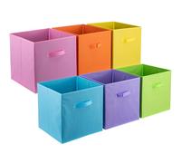 FTYEBDNC Scatole Di Stoccaggio Del Cubo Di 6 Pezzi, Scatola Pieghevole Dell'Organizzatore Dei Cubi Di Tessuto per i Contenitori Di Stoccaggio Domestico Dei Libri Dei Vestiti/Multicolor/33 * 33 * 34Cm