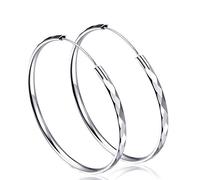 Fu You Orecchini Cerchio in Argento 925 Orecchini a Cerchio Diametro 50mm Moda Grandi Orecchini per Donna Ragazze