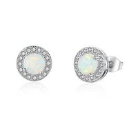 Fu You Orecchini in Argento 925 Opale Orecchini con Zirconi Cubici Orecchini per Donna Ragazza