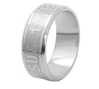 FUAHXYES Anello in acciaio inox da 8 mm, con croce di Gesù cristiano, cattolico, religioso, amuleto, gioiello unico, regalo per uomini e ragazzi, 8, Metallo, Nessuna pietra preziosa