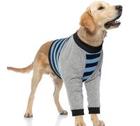 FUAMEY Camicia per il recupero del cane con protezione per gomito della gamba anteriore, striscia blu L, taglia L (peso: 20-29,9 kg), protegge le ferite alle gambe del cane, cani di taglia media e