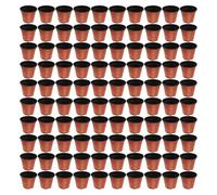 FUANA 100 vasi da fiori in plastica rossa e nera per vassoi rotondi bicolore con drenaggio per giovani piante grasse (120#)