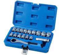 FUANA 17-Piece -per V Pass-Through Socket Set stretto accesso spazio | Set di chiavi a bussola a cricchetto in acciaio a V, 12 punti, 10-24 mm, per riparazioni automobilistiche, 17 pezzi
