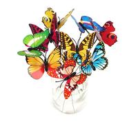 FUANA 50 pali a farfalla per esterni, giardino, vaso di fiori e aiuole, decorazione per prato in PVC impermeabile con ali mobili, vibra al vento