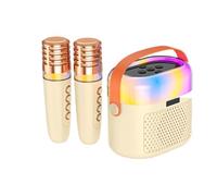 FUANA - Altoparlante microfono per karaoke compatibile con luci colorate per uso domestico, design compatto e portatile per feste e raduni con cavo auricolare