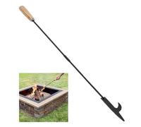 FUANA Attizzatoio per camino a legna o a carbone, struttura in ferro con manico in legno massello, finitura nera per pulizia cenere e gestione dei tronchi, accessori per radiatori