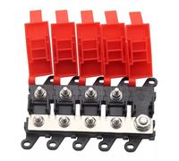 FUANA Blocco fusibili Midi a 3/4/5/6 vie 200 A con terminali M8 in acciaio inossidabile e copertura in silicone per auto, camion, camper, barca, roulotte, camper, rosso/nero