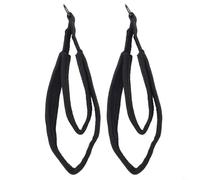 FUANA Cinghie per piede in morbido pile a doppio anello per pilates, bande per esercizi con anello a D, fettuccia in cotone a doppia lunghezza per stabilità e comfort, 2 pezzi, nero