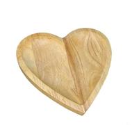FUANA Ciotola decorativa a forma di cuore curva, realizzata a mano, in legno rustico, con 24 biglietti per richieste di preghiera, spirituale per chiesa, decorazione per la casa (colore legno naturale