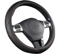 FUANA Coprivolante per auto, 38 cm, in pelle sintetica, antiscivolo, per tutte le stagioni, design traspirante, compatibile con la maggior parte delle ruote da 14,5-15 pollici, linea nera