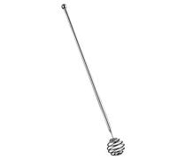 FUANA Cucchiaio per mescolare il miele in acciaio inossidabile 304 con testa a spirale, manico ergonomico cucchiaio per mescolare miele, caffè e cucina, asta per specchietto retrovisore argento