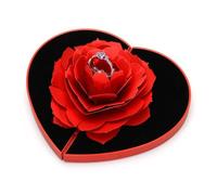 FUANA Cuore rotante creativo per anello di fidanzamento e proposta | Romantico a forma di cuore rotante per anello scatola con sollevamento display Engagement, portatile fiore gioielli caso rosa