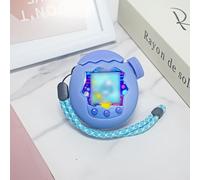 FUANA Custodia in silicone ultra sottile per Tamagotchi Paradise Virtual con cordino, texture antiscivolo, misura personalizzata, 7,2 x 6,2 x 3,4 cm, cavo auricolare viola