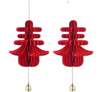 FUANA Decorazione da appendere per Capodanno cinese rosso, a forma di campana di carta a forma di molla e zucca, decorazione tradizionale per la casa e l'atmosfera festiva (un paio di campanelle)