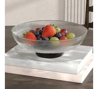 FUANA Elegante ciotola per frutta in plastica con base stabile, design trasparente, per soggiorno e feste in giardino, bianco, diametro 25 cm