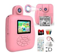 FUANA Fotocamera a stampa istantanea per bambini con scheda di memoria da 32 GB, tecnologia di stampa senza inchiostro, design in plastica leggera e resistente, blu o rosa